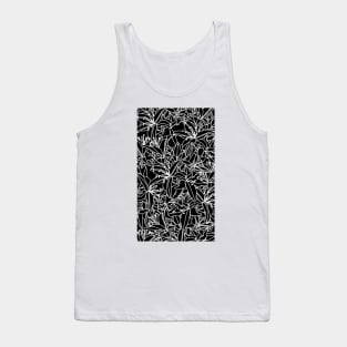 Black and White Stargazer Lily Flowers Line Drawing Tank Top